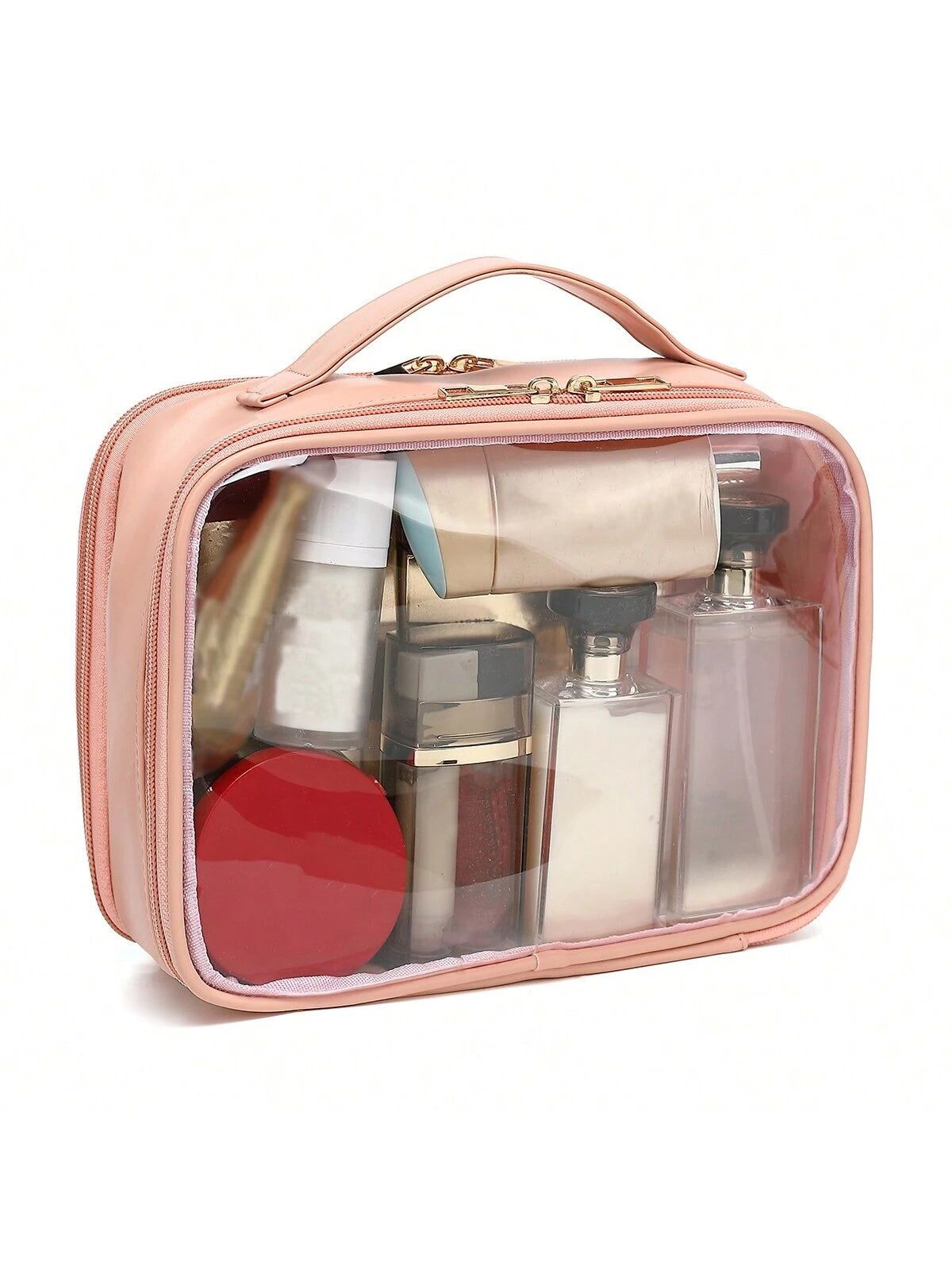 Clear Makeup Bag with Brush Holder