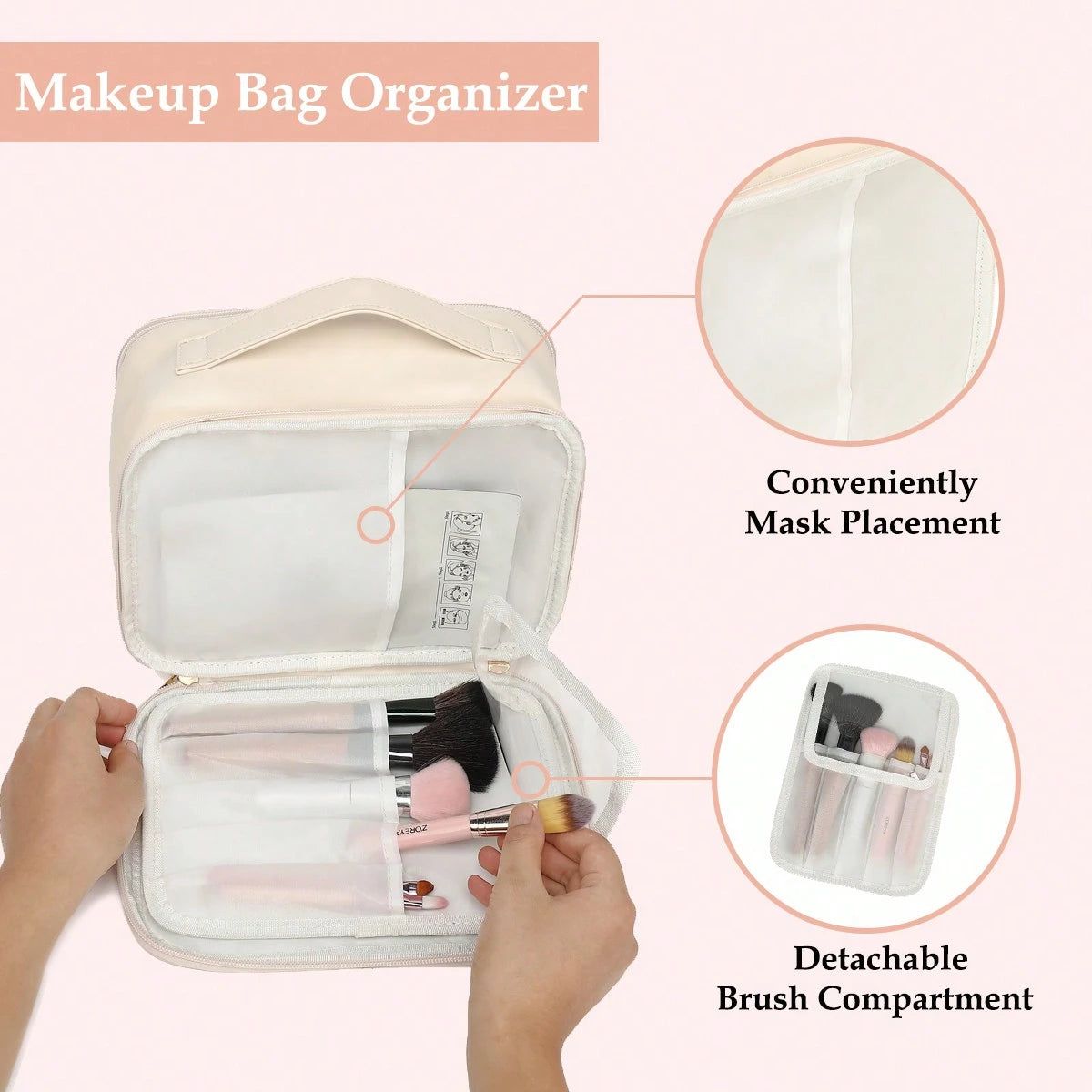 Clear Makeup Bag with Brush Holder