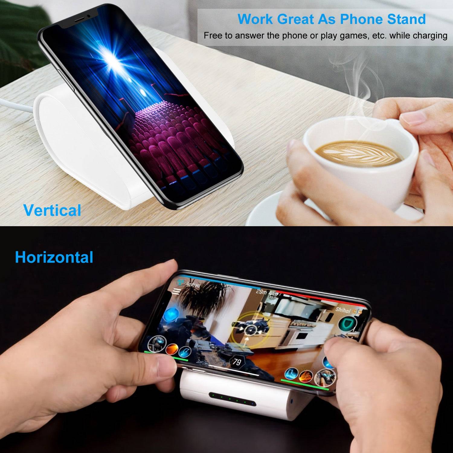 3 in 1 10400mAh Wireless Power Bank with Phone Stand