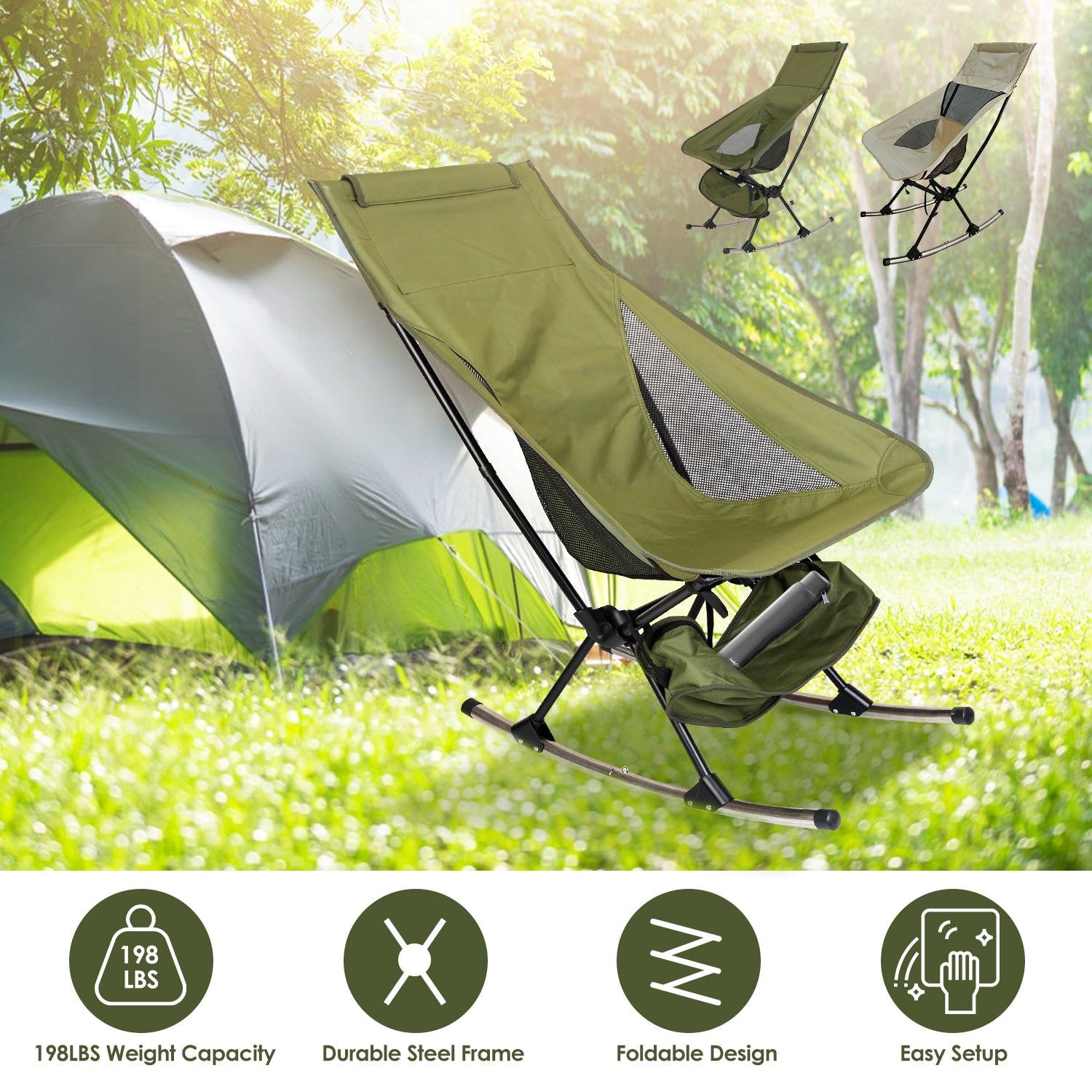 Portable Camping Rocking Chair with Bag