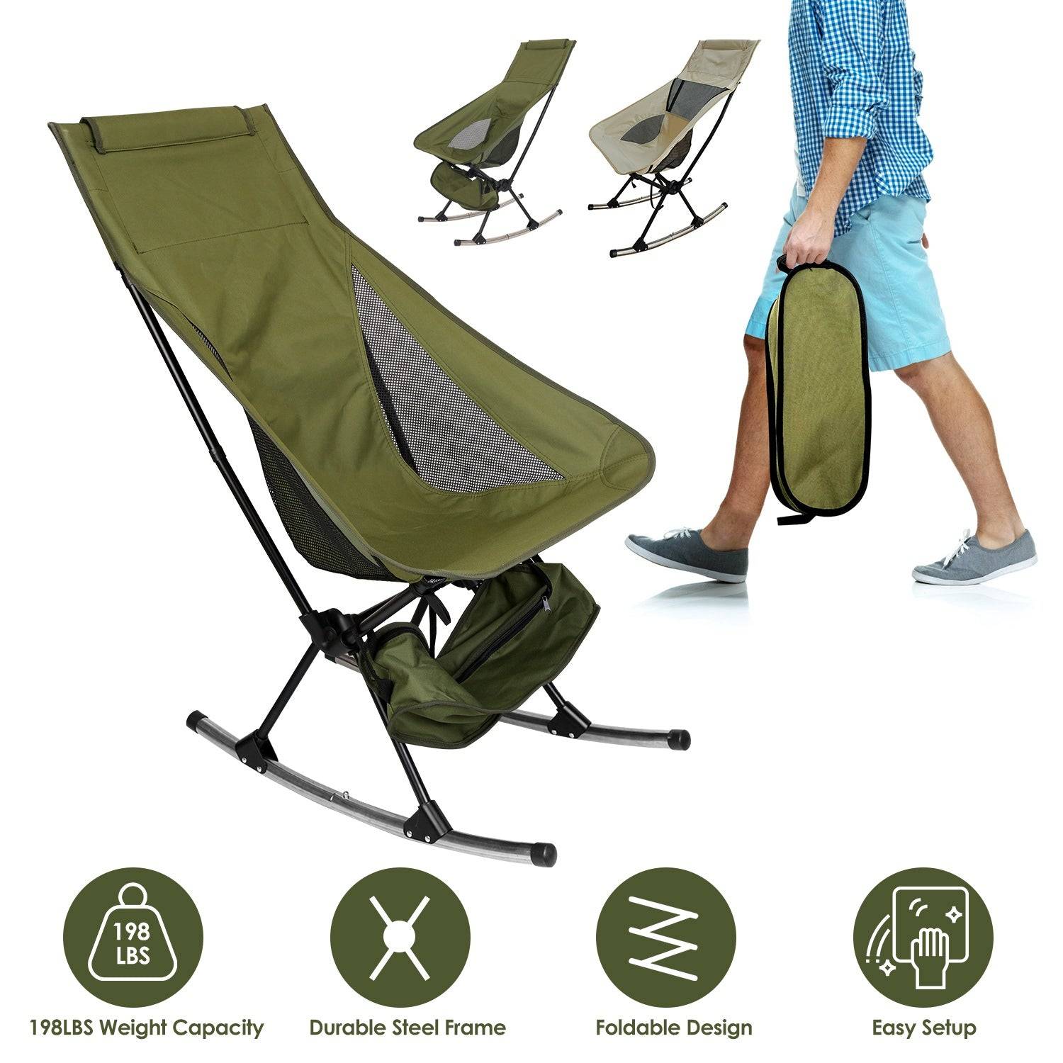 Portable Camping Rocking Chair with Bag