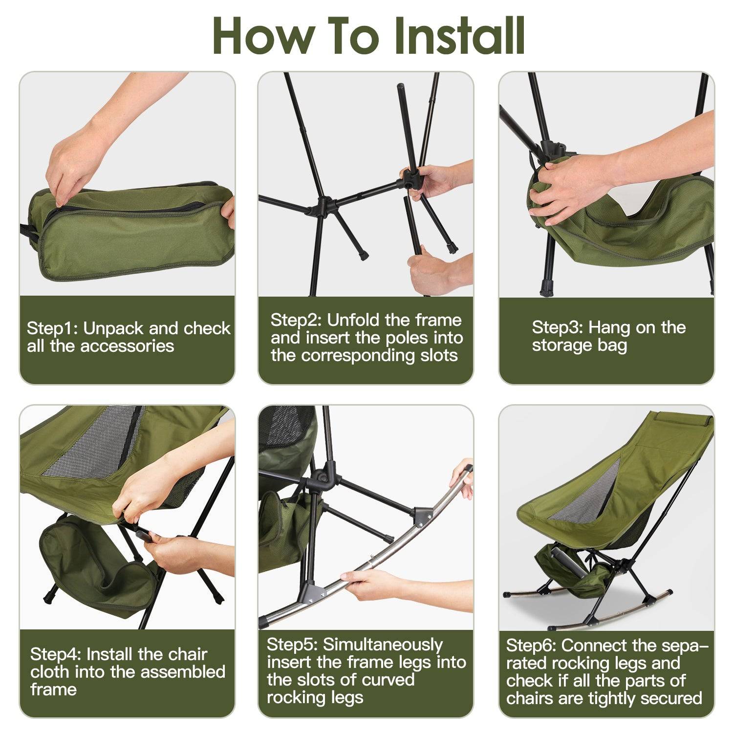 Portable Camping Rocking Chair with Bag