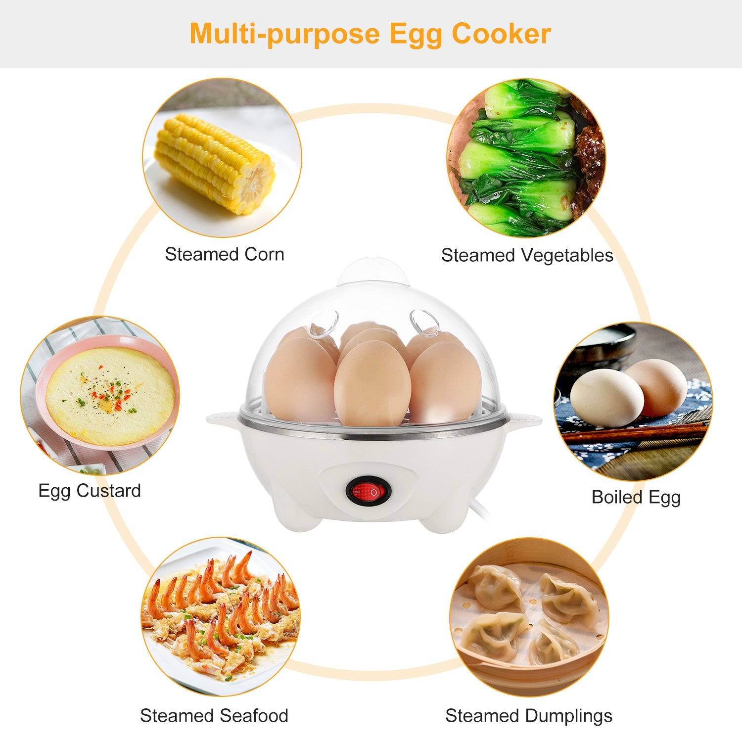 Electric Egg Cooker 7 Egg Capacity Fast Healthy Cooking