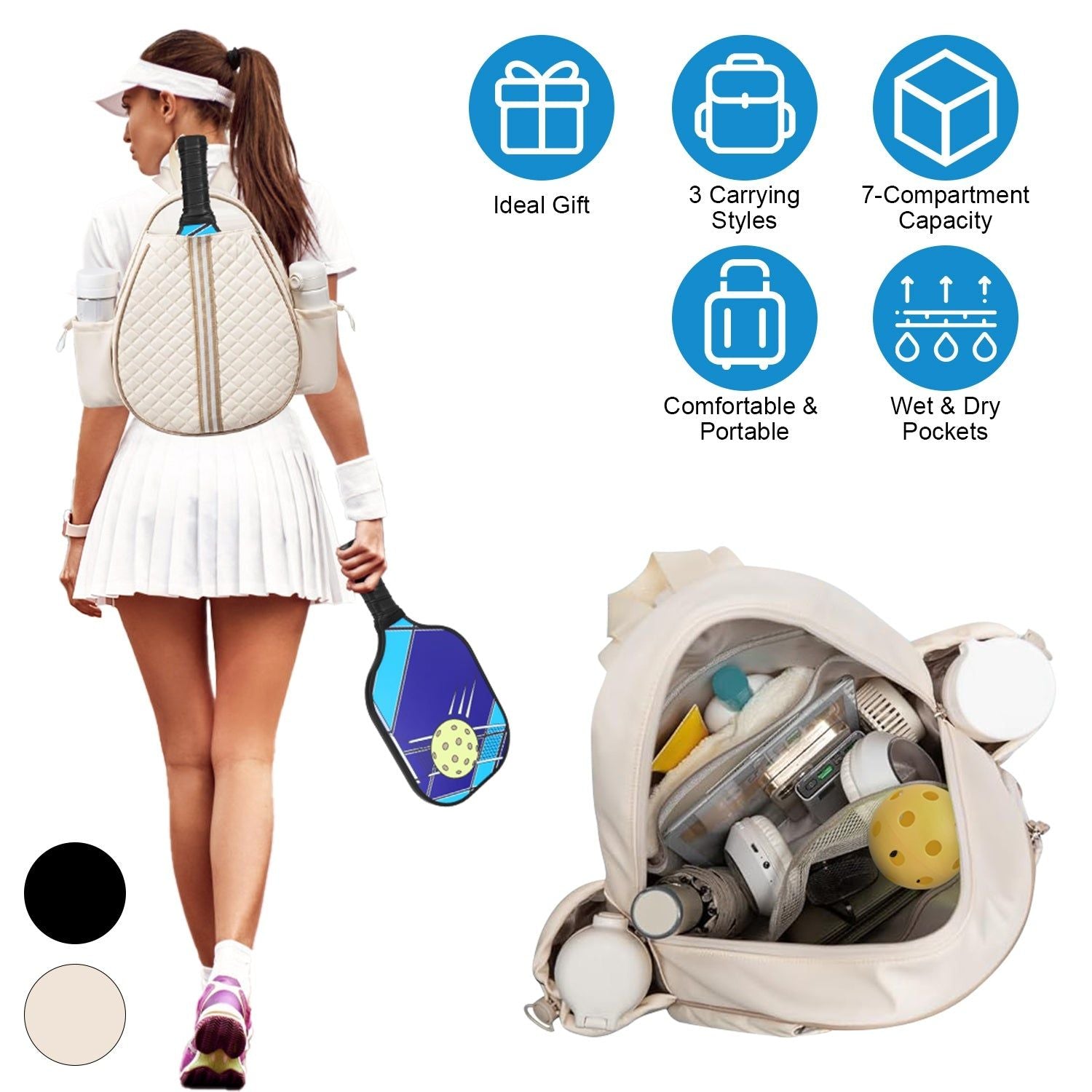 Waterproof Pickleball Sling Bag With Multiple Compartments