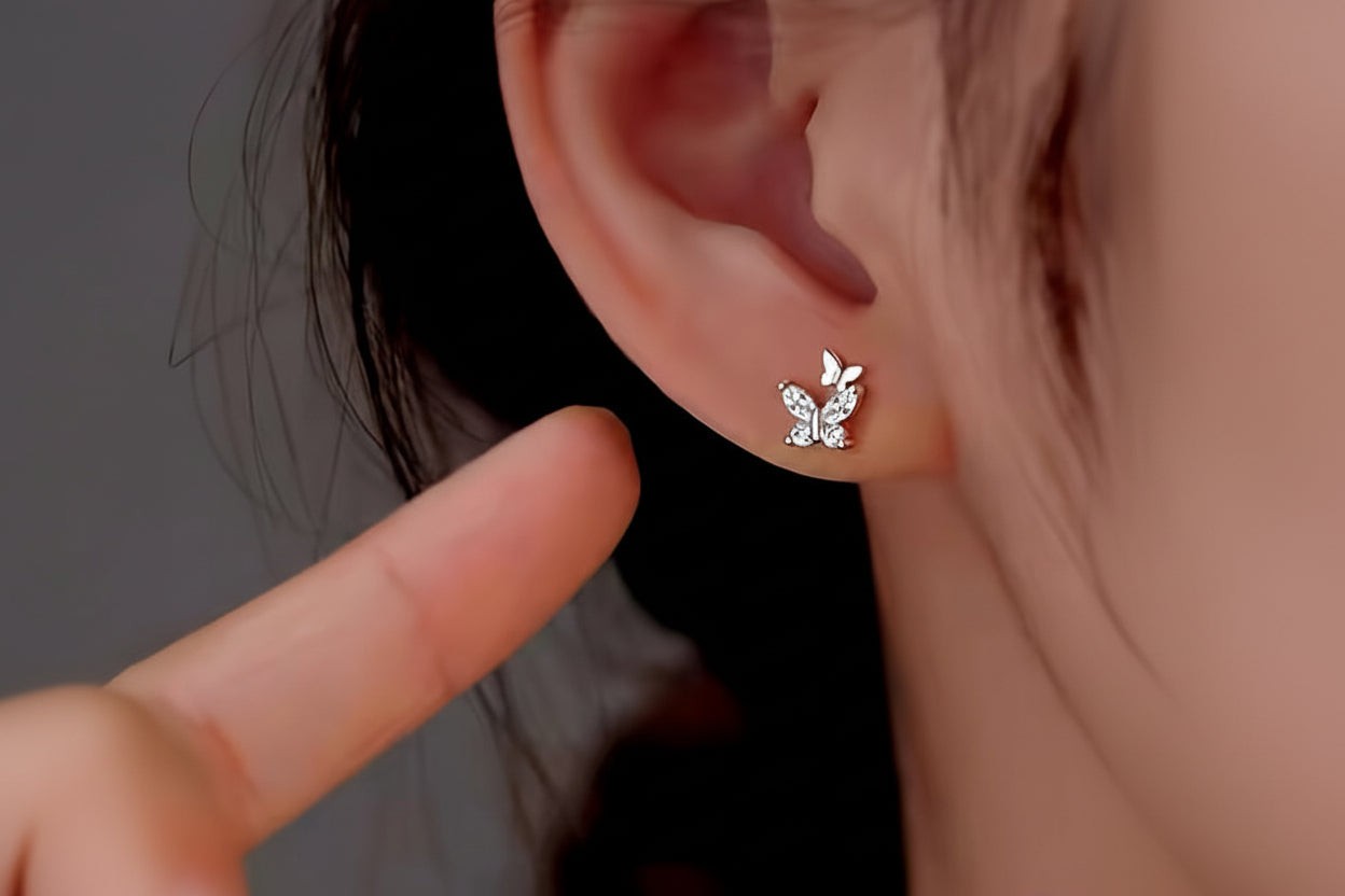 925 Sterling Silver Hypoallergenic Earrings Set with Zircon