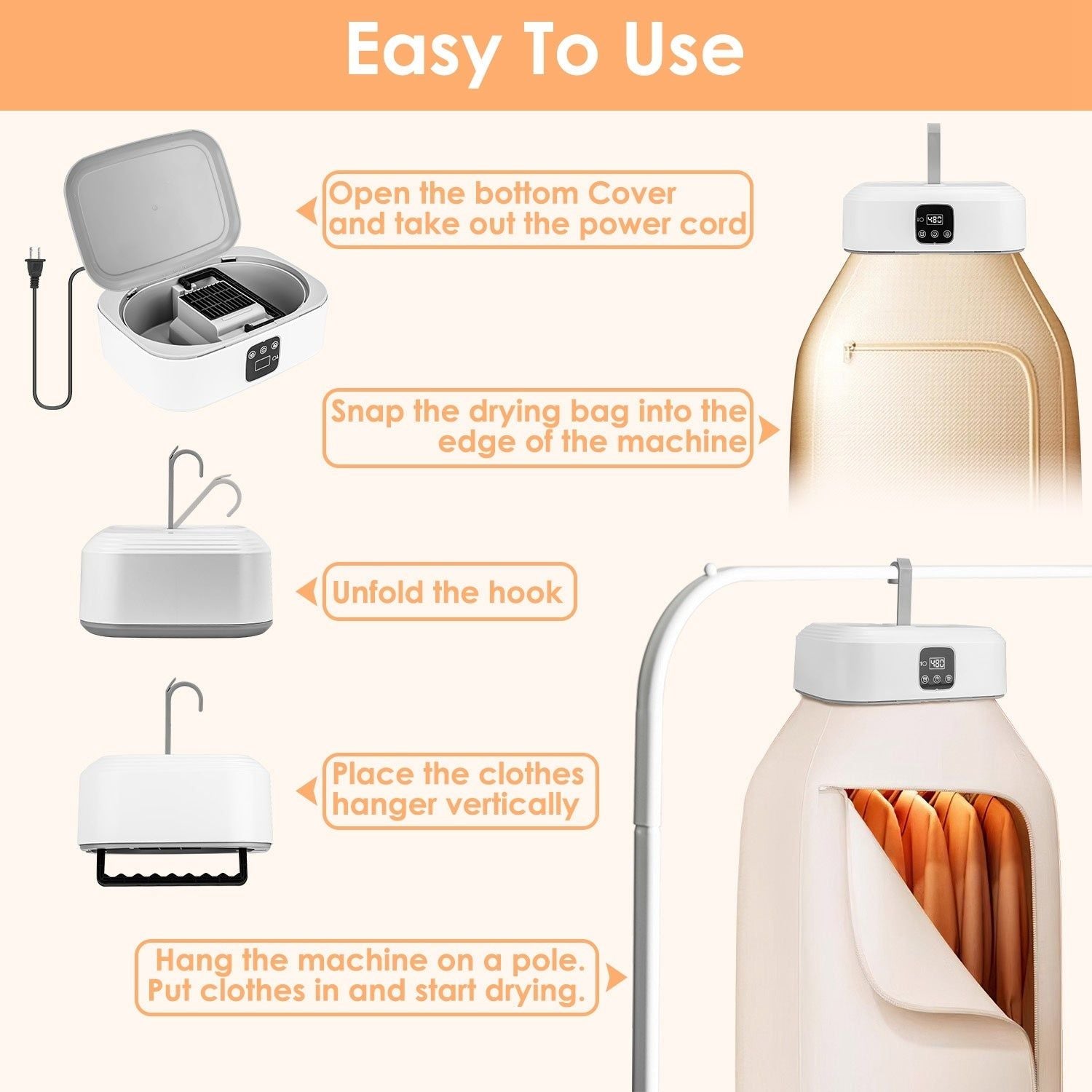 Portable Laundry Dryer Foldable Mini UV Sterilization