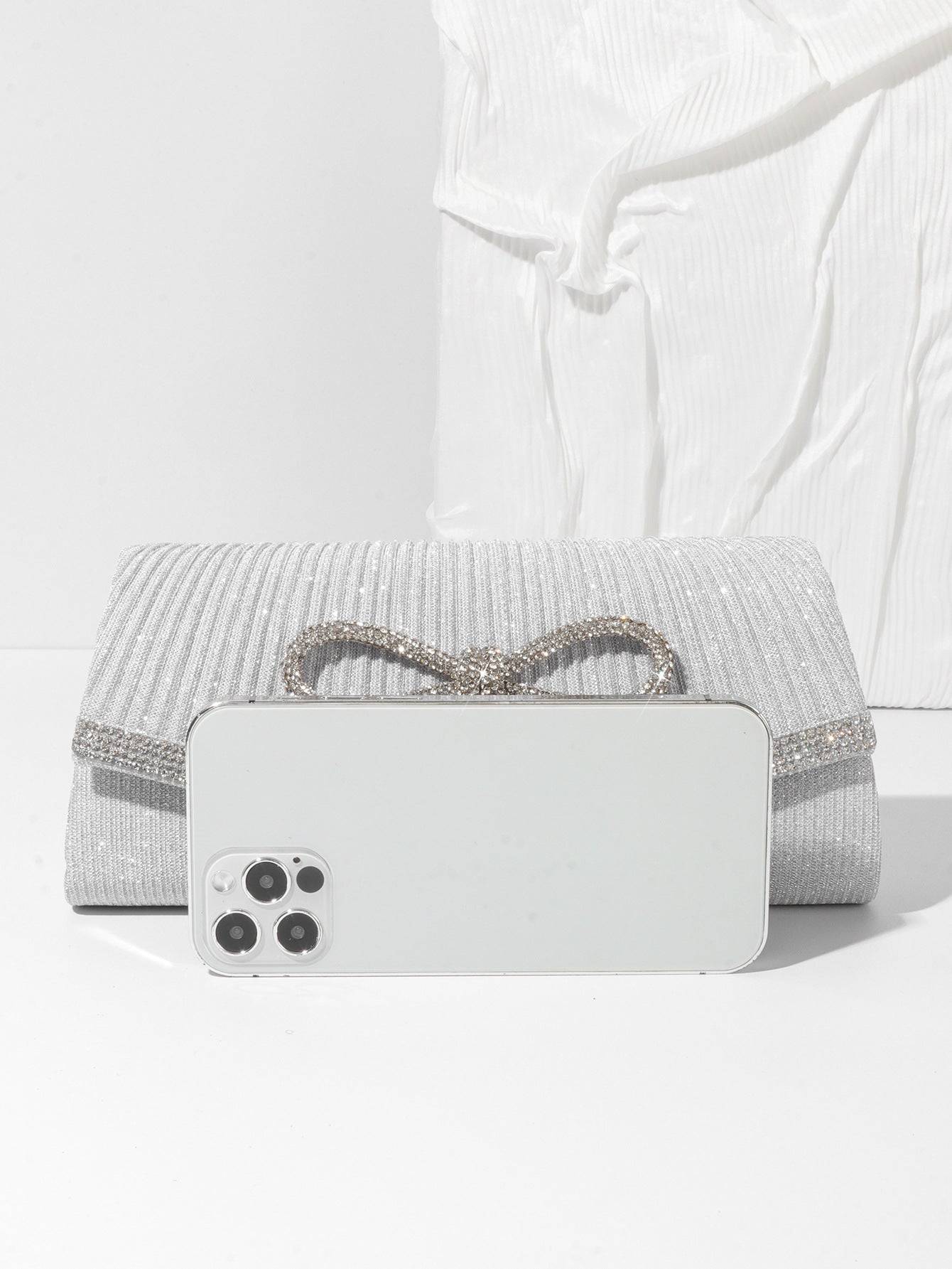 Rhinestone Evening Clutch Bag with Bow