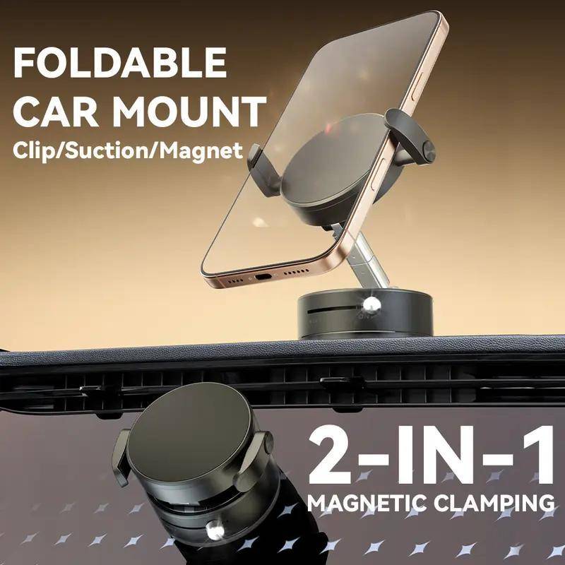 Magnetic Car Phone Holder with Vacuum Suction and Rotation