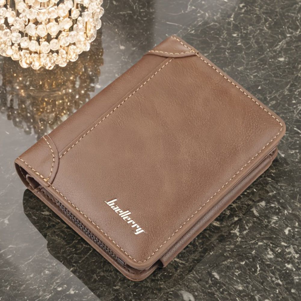 Mens Leather Wallet Slim Bifold With Coin Pocket And ID