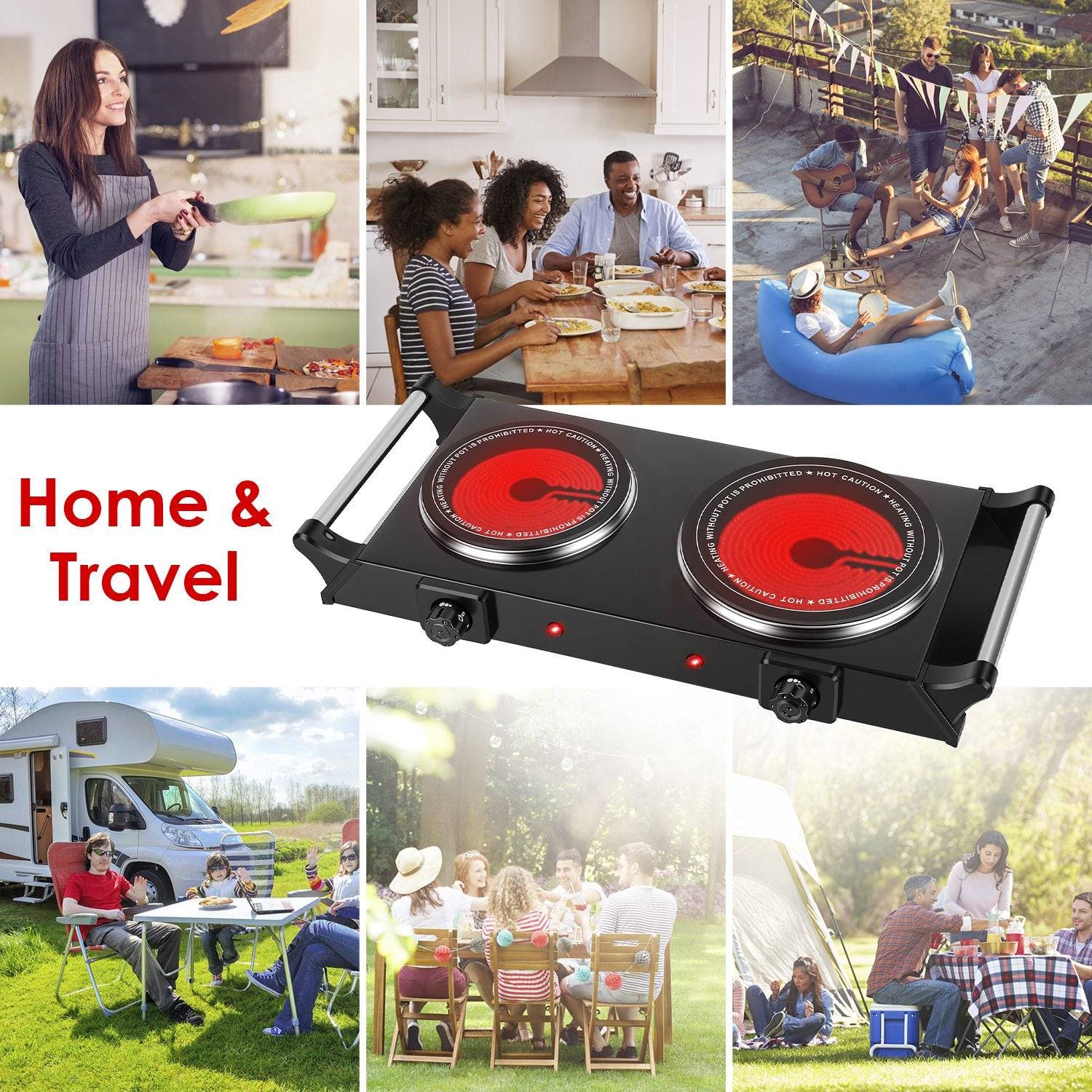 Portable Electric Cooktop Double Burner