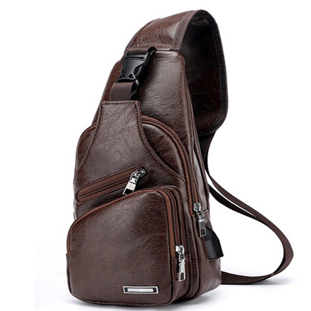 Waterproof Messenger Bag PU Leather One Shoulder Casual