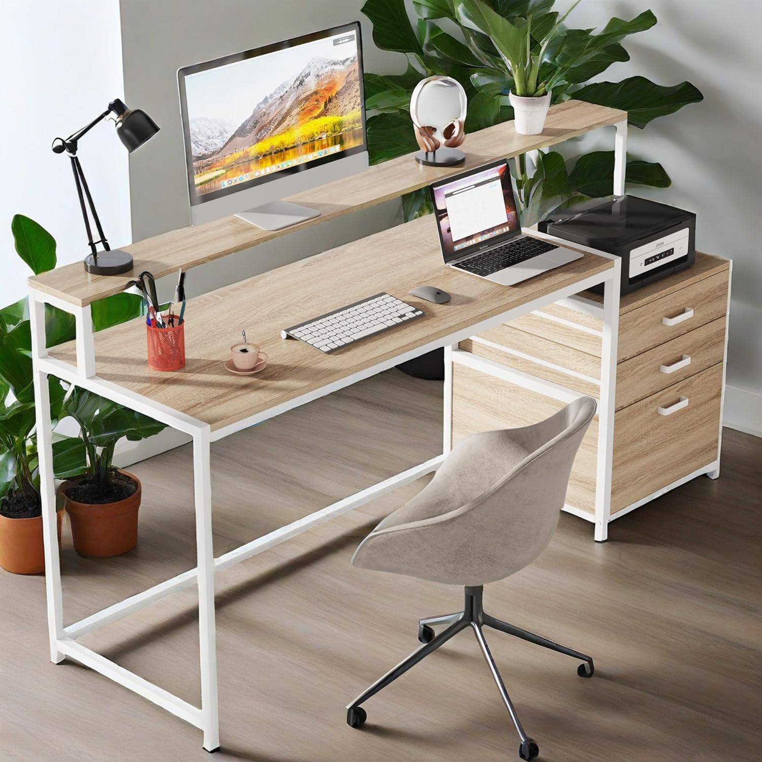 63 Inch Computer Desk With File Cabinet