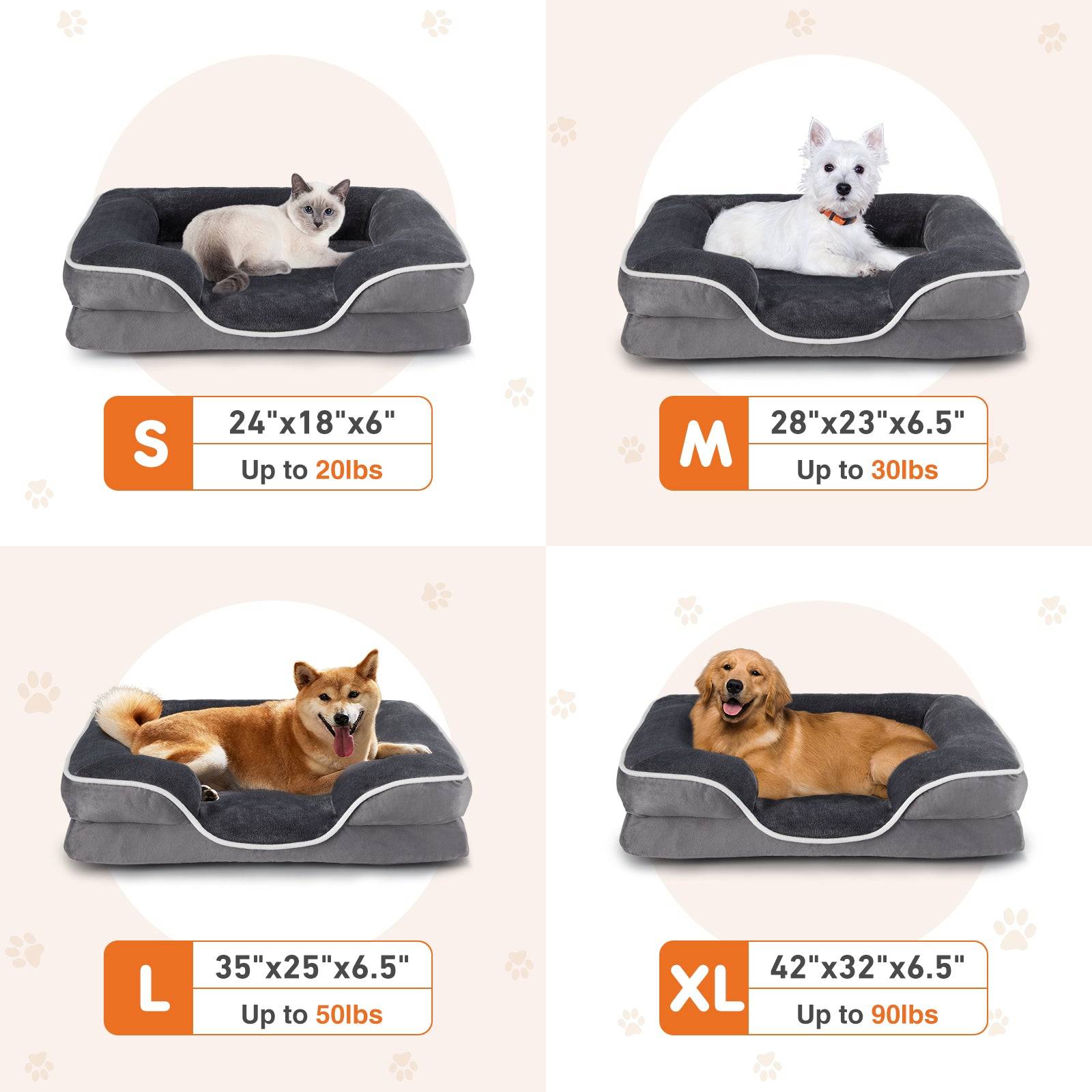 Orthopedic Dog Bed with Memory Foam Support