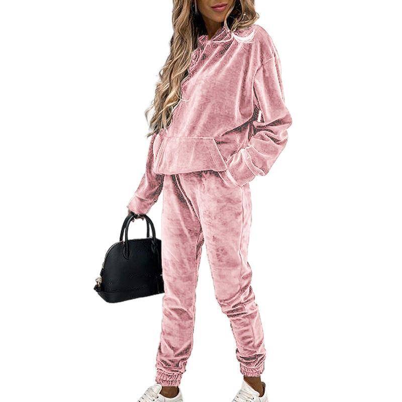 Women’s Two Piece Set Silver Fox Velvet Tracksuit