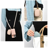 Mini Leather Wallet Coin Purse With Zipper Keychain