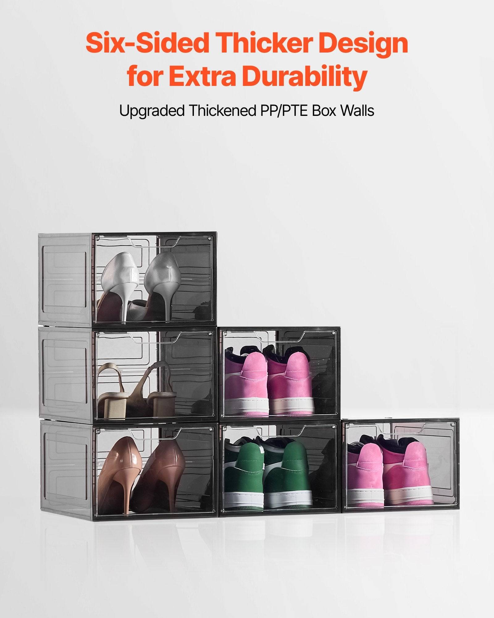 Stackable Clear Shoe Boxes With Magnetic Door 6 Pack