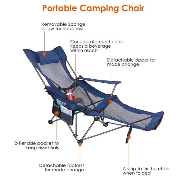 Foldable Camping Chair with Armrests and Cup Holder
