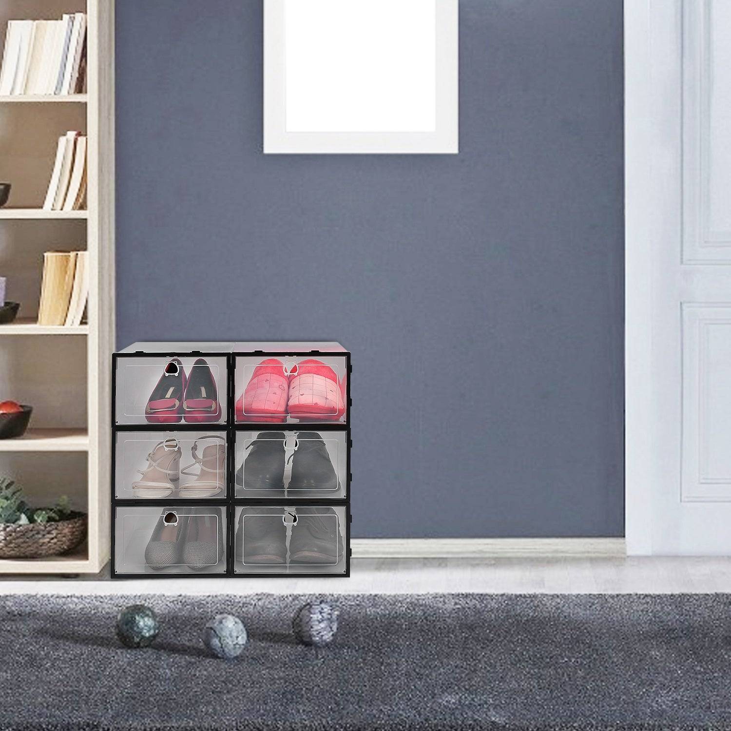 6Pcs Stackable Collapsible Shoe Storage Boxes