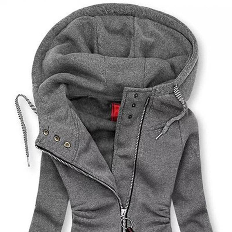 Slim Fit Hooded Jacket with Zip Front and Drawstring Waist
