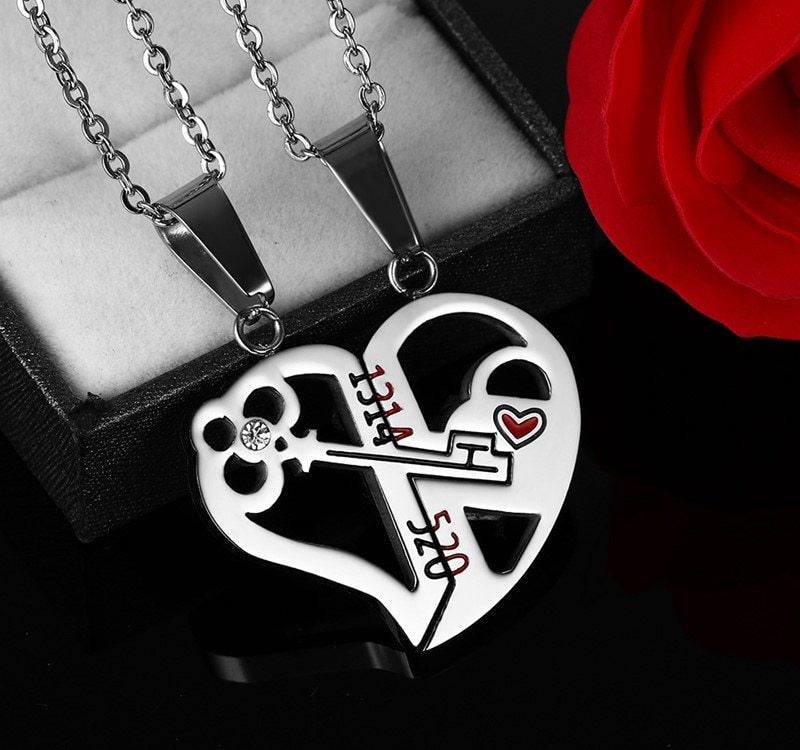 Couple Necklace Set Stainless Steel Love Pendant Gift