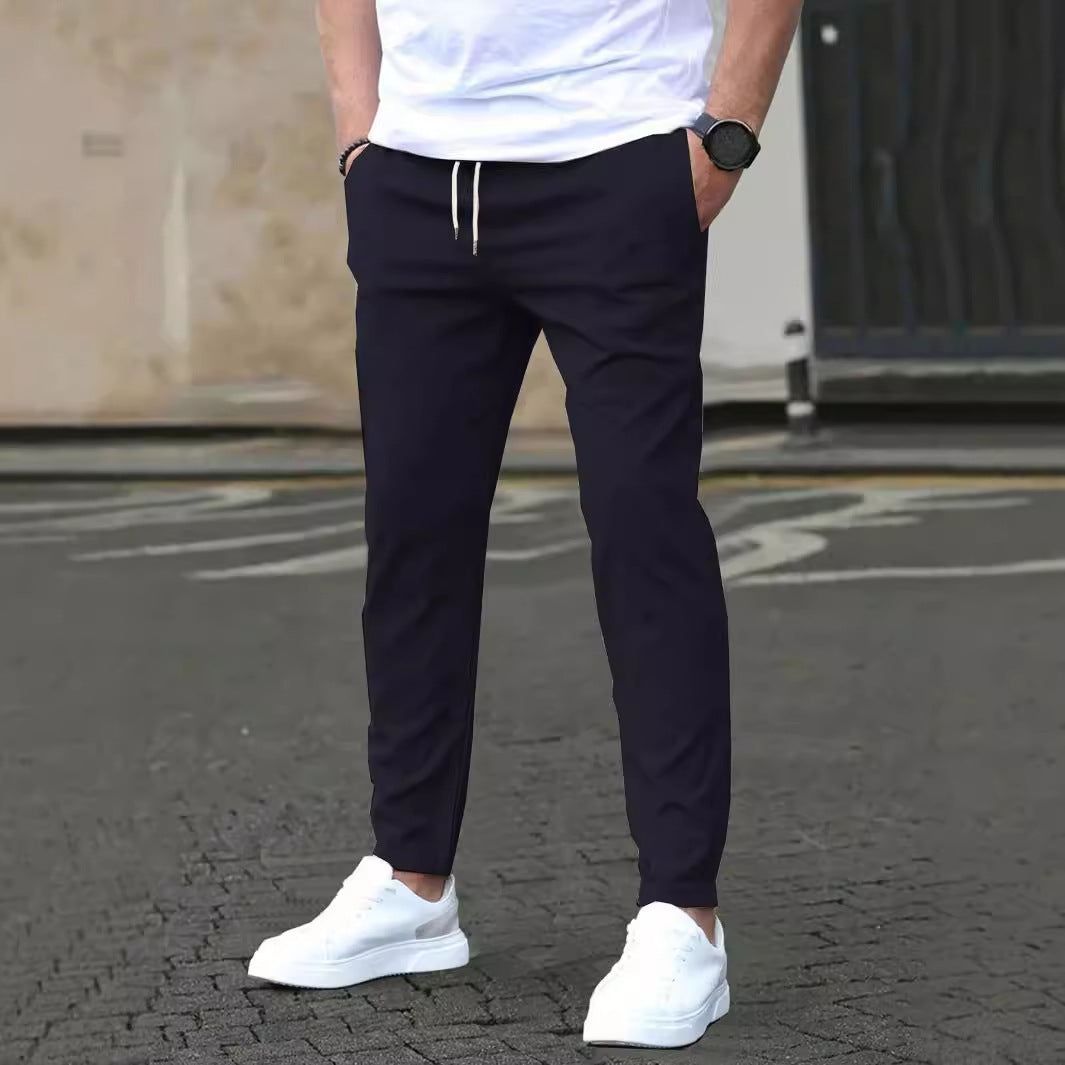 Mens Straight Leg Cropped Pants with Slim Fit Design