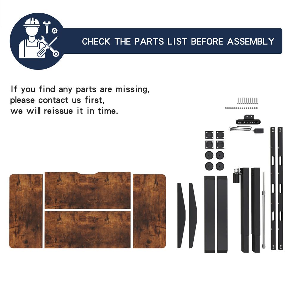 Electric Height Adjustable Desk 48 Inch Rustic Brown