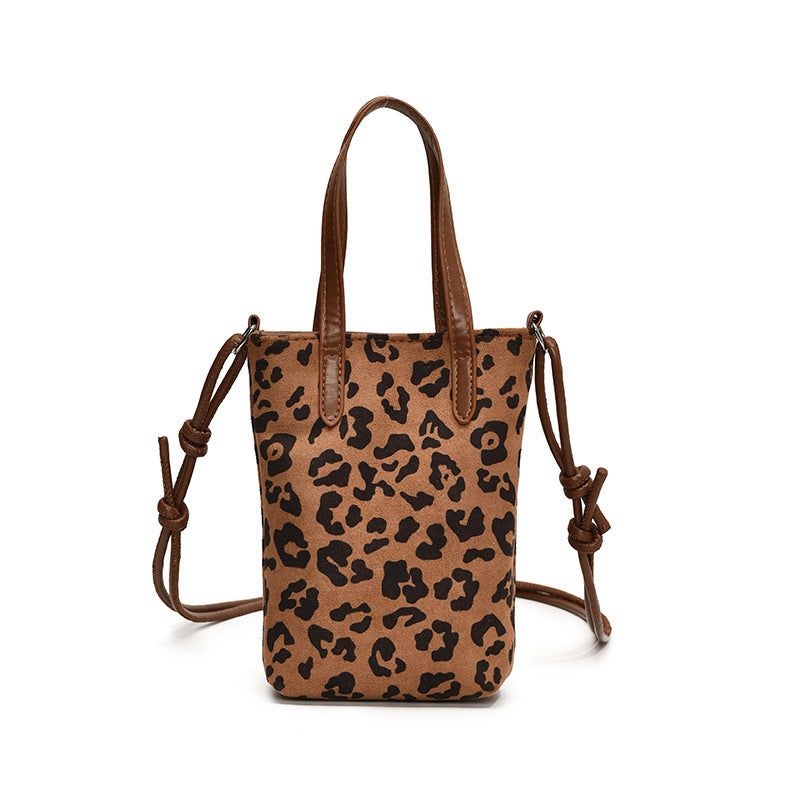 Womens Leopard Print PU Tote Bag Crossbody Mini Purse