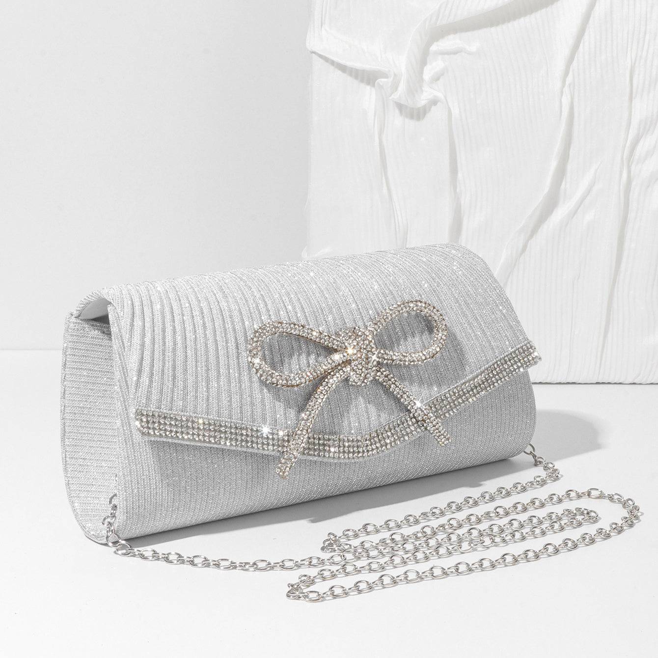 Rhinestone Evening Clutch Bag with Bow