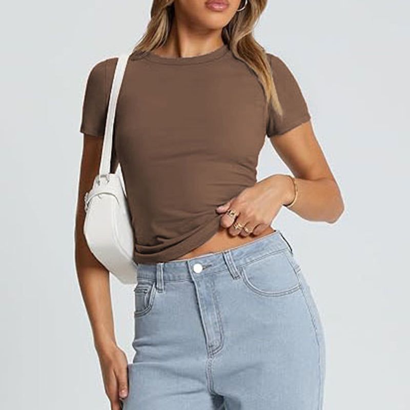 Womens Crewneck Slim Fit T Shirt For Summer Wear