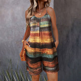 Summer Romper Sleeveless Loose Fit With Pockets Women