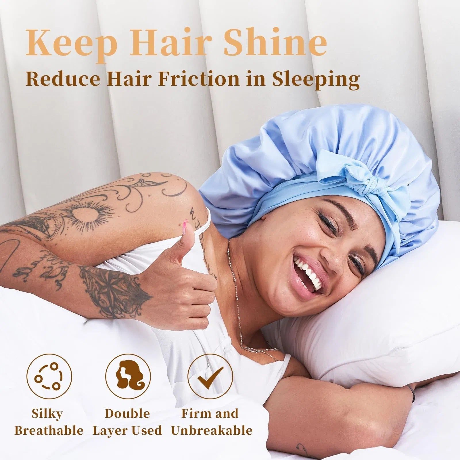 Silk Bonnet Satin Sleep Cap Adjustable Reversible Design