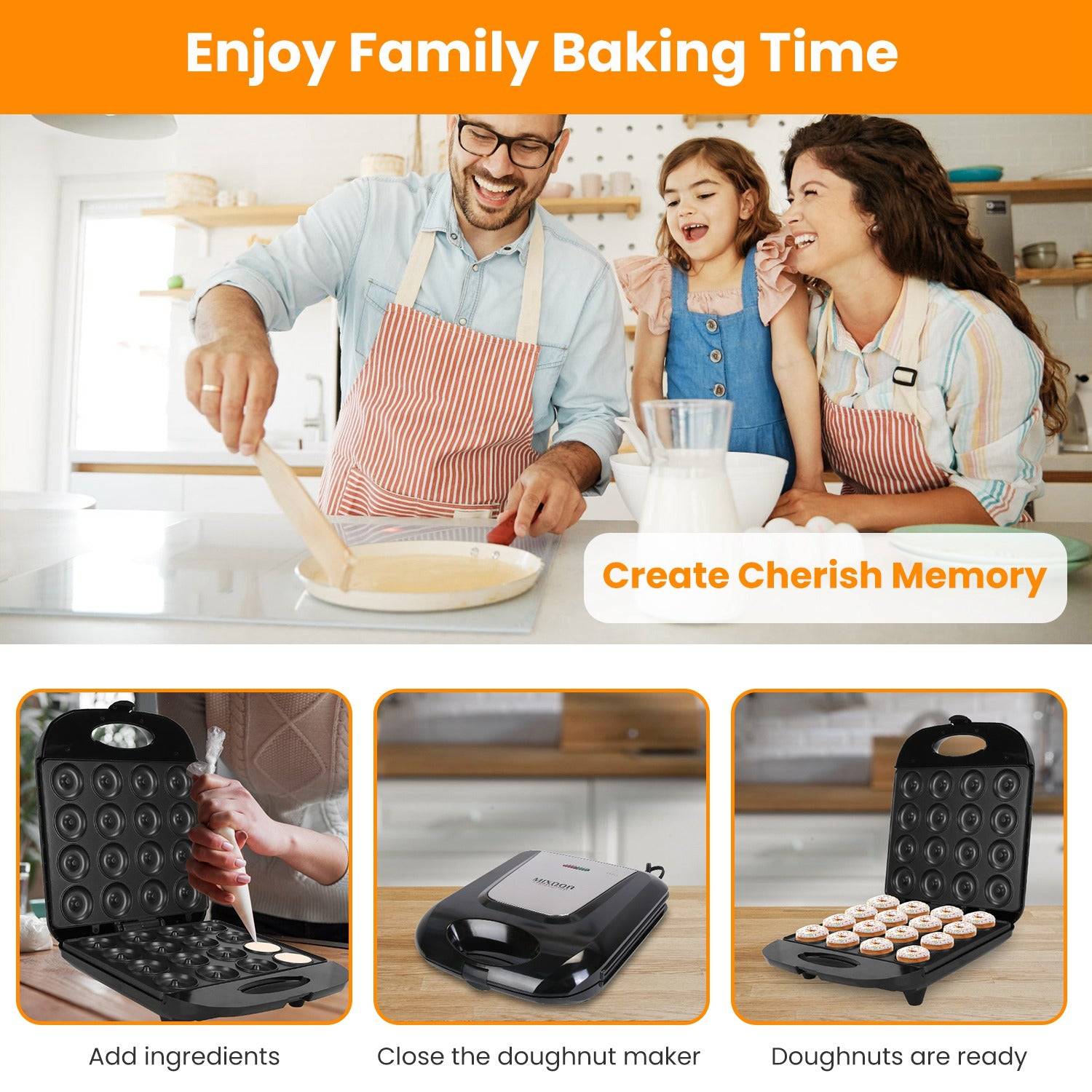 1400W Mini Donut Maker for 16 Donuts