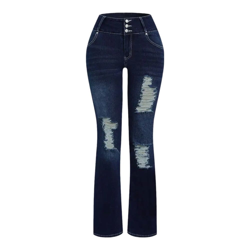 Women Ripped Wide Leg Jeans with High Waisted Fit