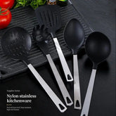 Cooking Utensils 5 Piece Set Stainless Steel and Nylon