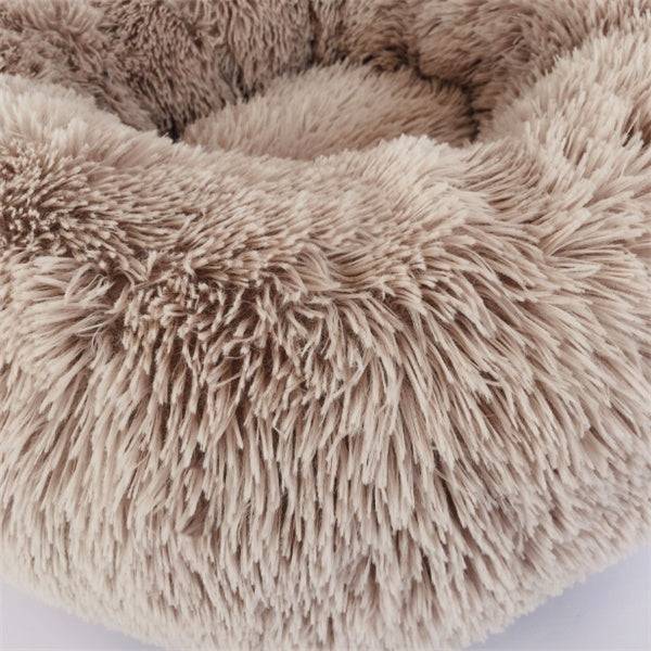 Round Donut Dog Bed Plush Washable with Anti Slip Base