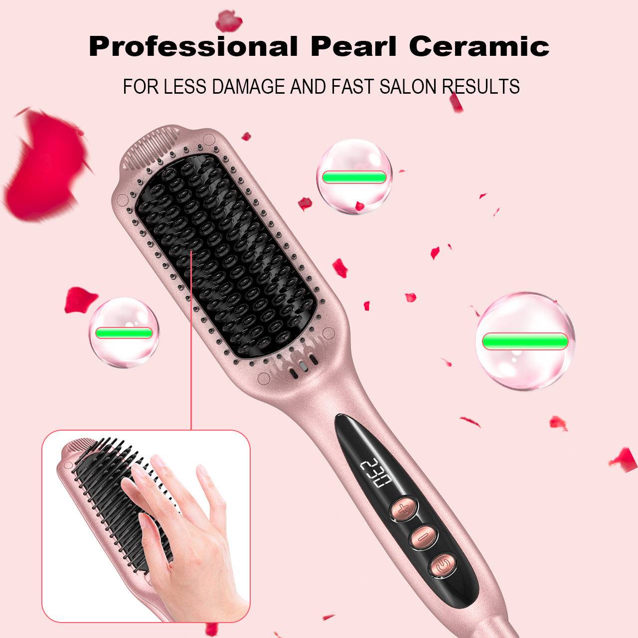 Electric Hair Brush with Ceramic Heating and Adjustable Heat