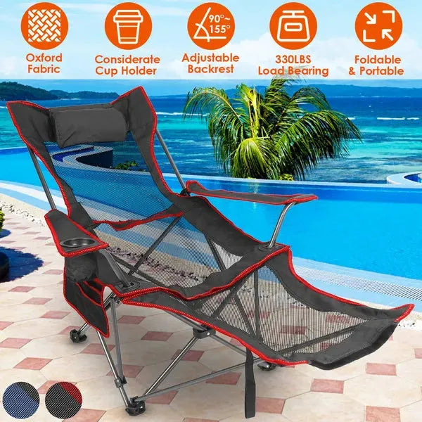 Foldable Camping Chair with Armrests and Cup Holder