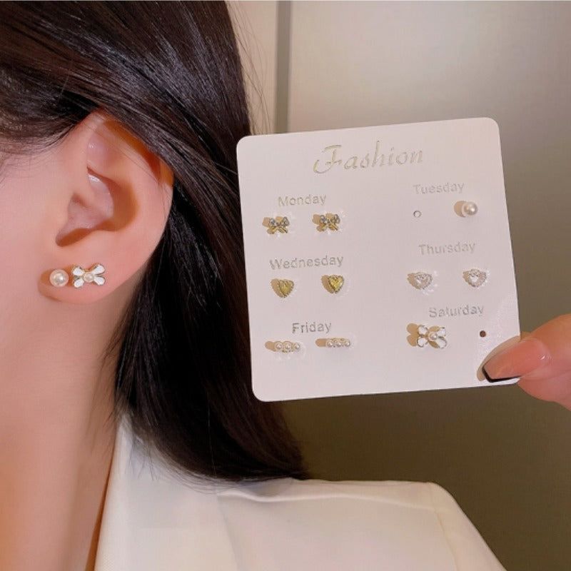 6 Piece Minimalist Stud Earrings Set Elegant Style