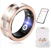 Rose Gold Smart Ring with Health Tracking and Diamond Finish