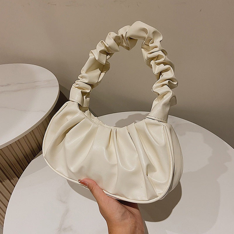 Women Cloud Pleated Shoulder Bag in Pure Color
