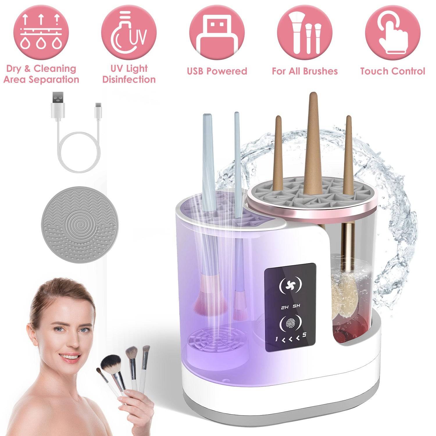 4-In-1 Electric Makeup Brush Cleaner with UV Function