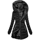 Hooded Fleece Padded Puffer Jacket For Cold Weather