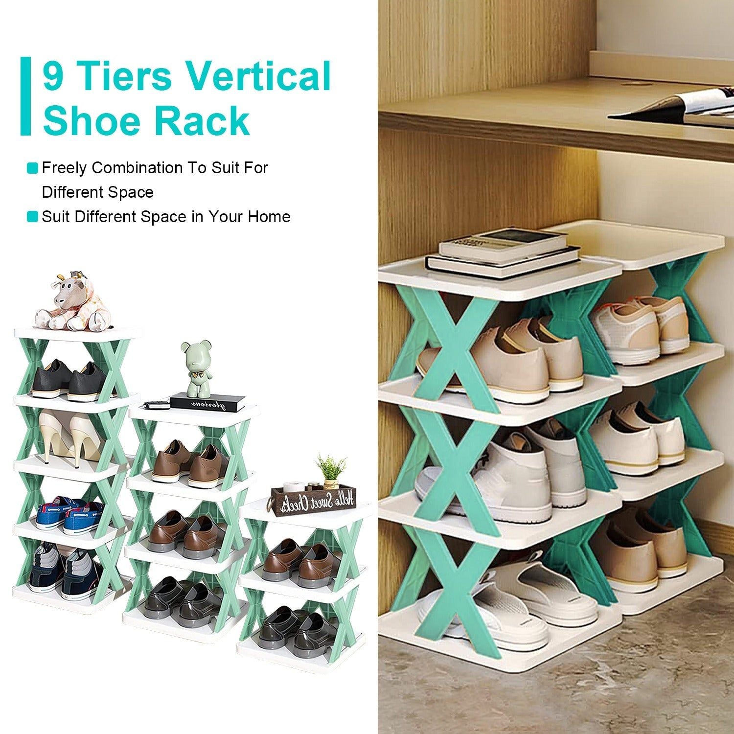 9 Tier Vertical Shoe Rack Organizer For Space Saving