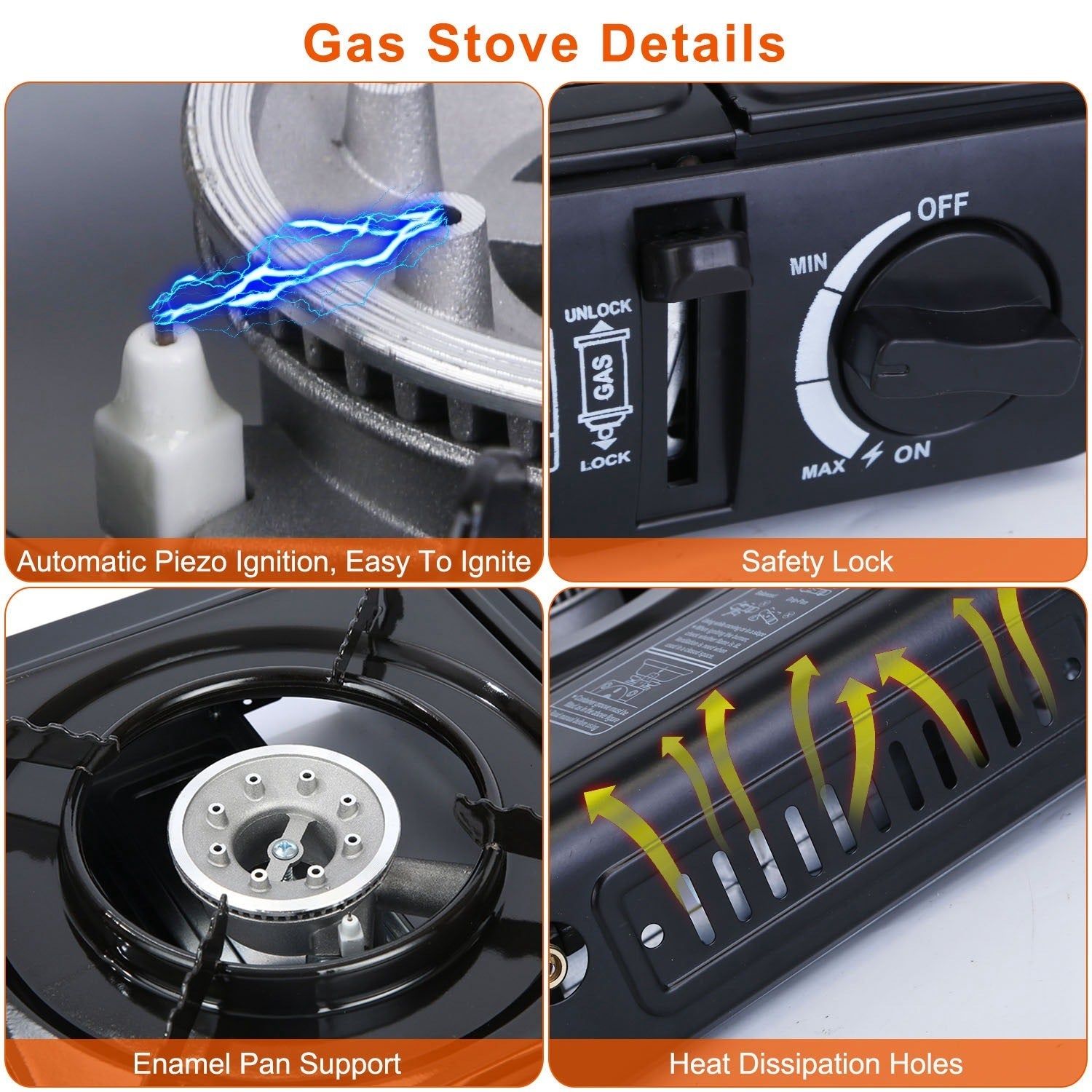 3300W Dual Fuel Portable Gas Stove with Carry Case