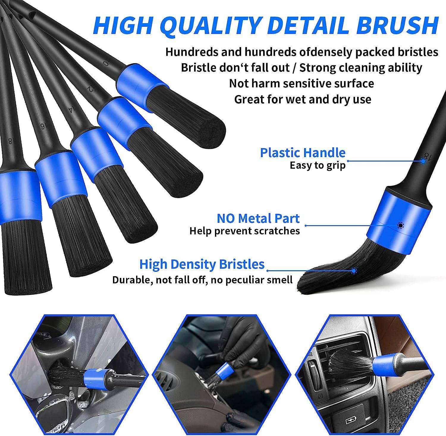 Detailing Brush Kit 17Pcs Car Cleaning Multi Purpose
