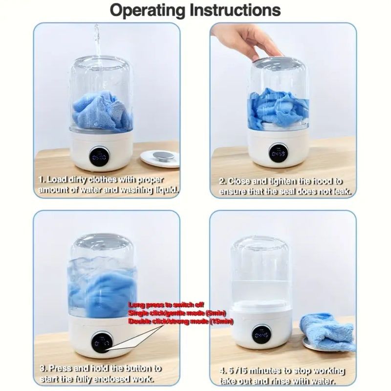 Portable Washing Machine Mini USB Rechargeable 1.2L