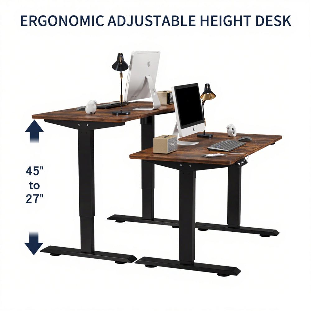 Electric Height Adjustable Desk 48 Inch Rustic Brown