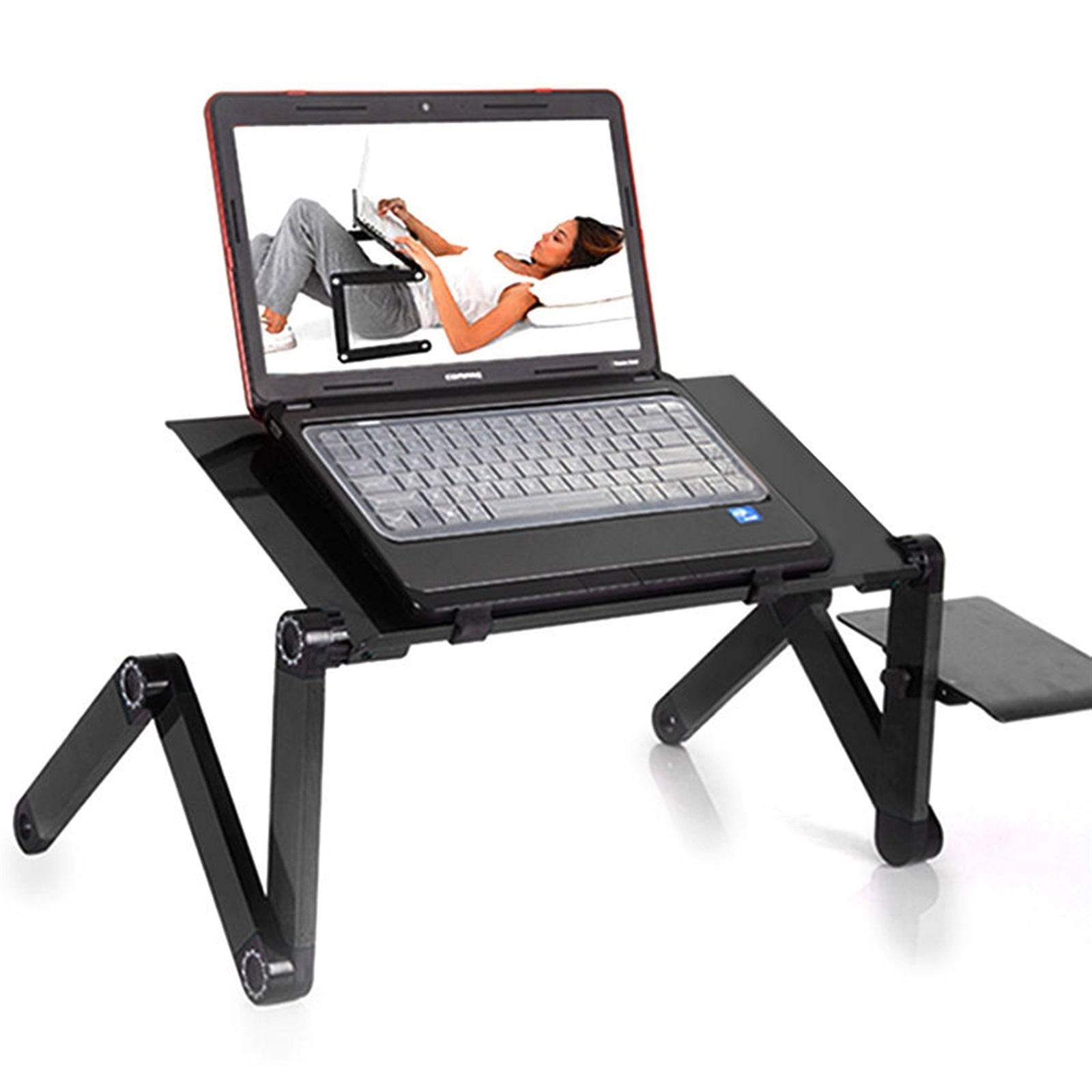 Adjustable Aluminum Laptop Stand for Desk with Mouse Plate