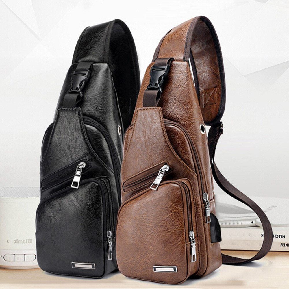Waterproof Messenger Bag PU Leather One Shoulder Casual