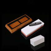 Kitchen Whetstone Set 3000/8000 Grit White Corundum Sharpening Stone with Bamboo Base and Accessories